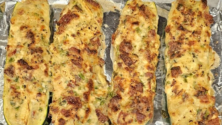 Jalapeno Popper Zucchini Boats