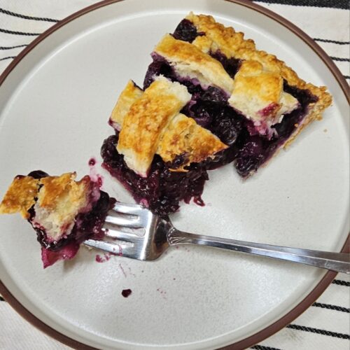 Slice of pie with a flaky pie crust